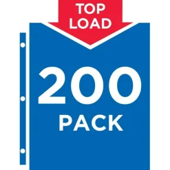 Avery Heavyweight Easy Load Non-Glare Sheet Protector Value Pack, Side: 3-Hole Punched, Top Load 8.5 x 11 Insert, Clear, 200/Box