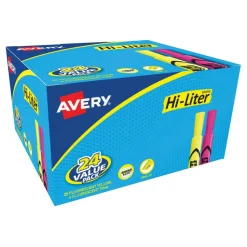 Avery Hi-Liter Desk Style Highlighters, Chisel Tip, Assorted Colors, Pack Of 24