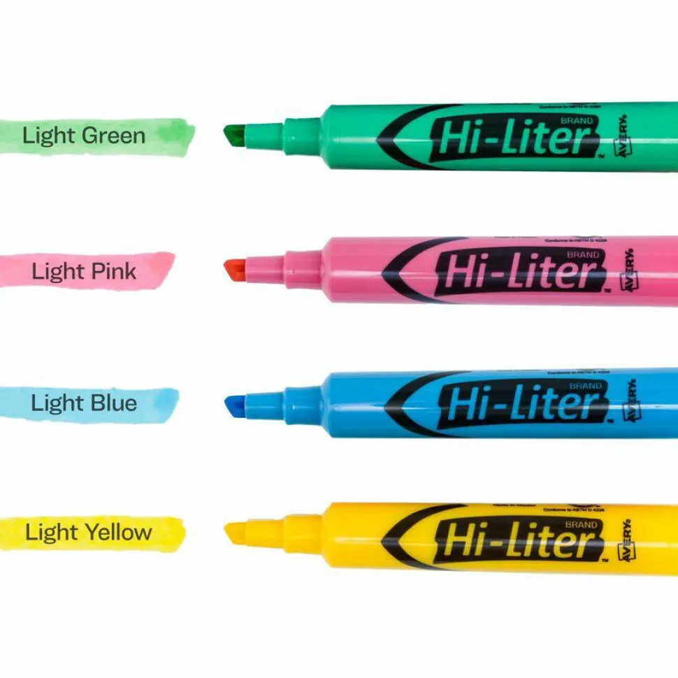 Avery Hi-Liter Desk-Style Highlighters, Assorted Colors, Box Of 4
