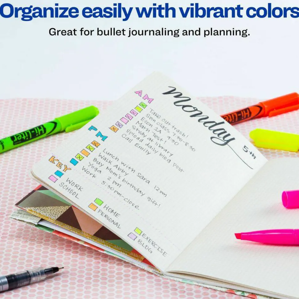 Avery HI-LITER Pen-Style Highlighters, Fluorescent Yellow Ink, Chisel Tip, Yellow/Black Barrel, Dozen
