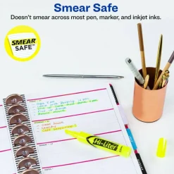 Avery Hi-Liter SmearSafe Highlighters, Chisel Tip, Desk-Style, Flourescent Yellow, Pack Of 12 Highlighters