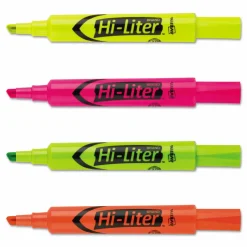 Avery Hi-Liter SmearSafe Highlighters, Chisel Tip, Desk-Style, Assorted, Pack Of 4