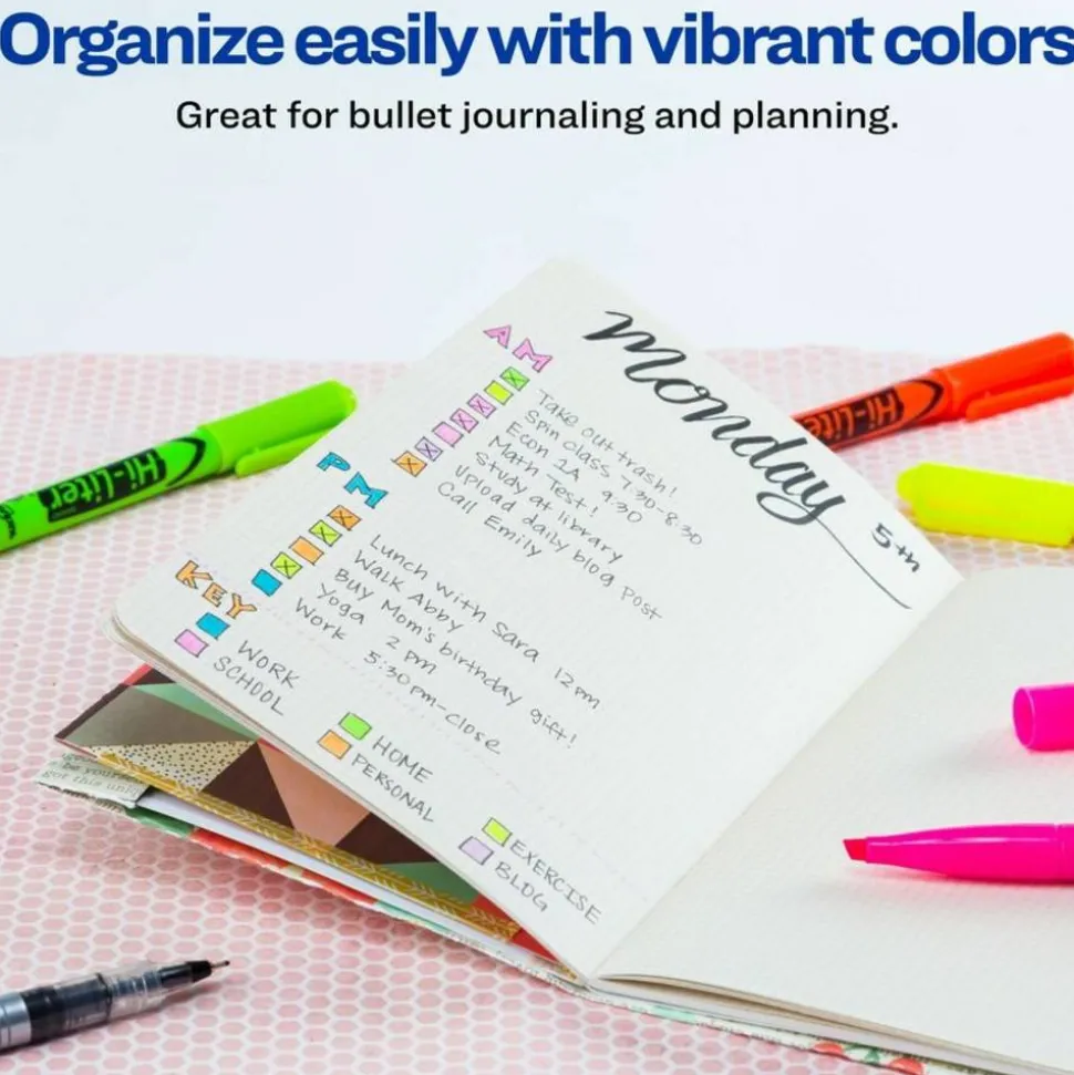 Avery Pen Style Highlighters, Chisel Point Style, Assorted Fluorescent, Pack Of 4