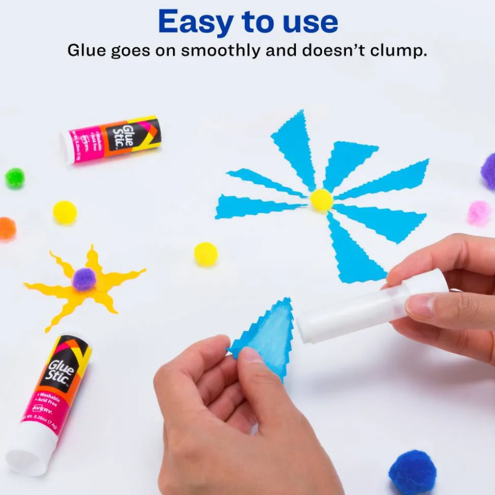 Avery Permanent Glue Stic Value Pack, White, 0.26 oz., Pack Of 18 Sticks