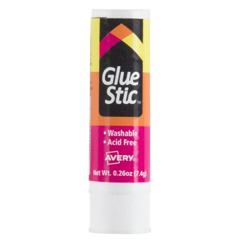 Avery Permanent Glue Stic Value Pack, White, 0.26 oz., Pack Of 18 Sticks