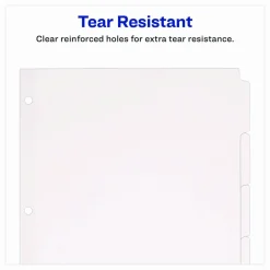 Avery Plain Tab Write-On Dividers, 8 1/2" x 11", White Dividers/White Tabs, 5-Tab, Box Of 36