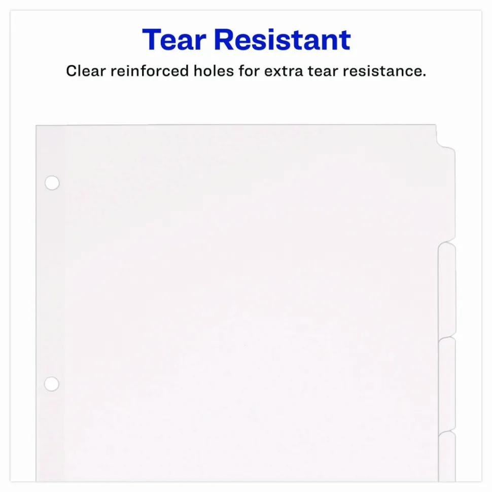 Avery Plain Tab Write-On Dividers, 8 1/2" x 11", White Dividers/White Tabs, 5-Tab, Box Of 36