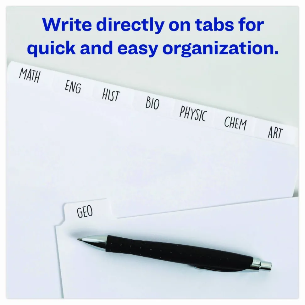 Avery Plain Tab Write-On Dividers, 8 1/2" x 11", White Dividers/White Tabs, 5-Tab, Box Of 36
