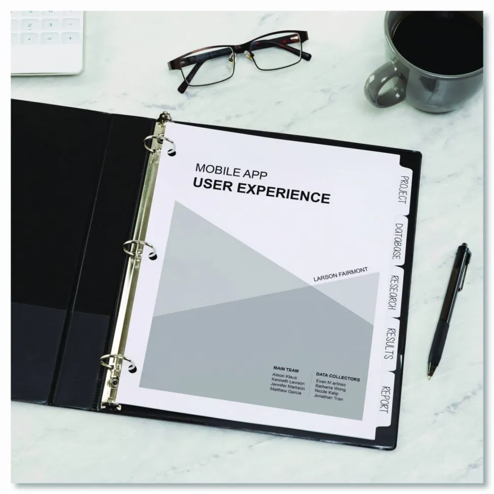 Avery Plain Tab Write-On Dividers, 8 1/2" x 11", White Dividers/White Tabs, 5-Tab, Box Of 36