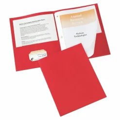 Avery 2-Pocket Folders With Fasteners, Letter Size, Red, Pack Of 25