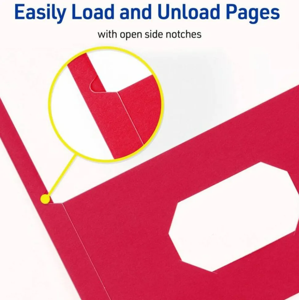 Avery 2-Pocket Folders With Fasteners, Letter Size, Red, Pack Of 25