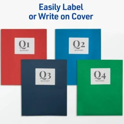 Avery 2-Pocket Folders With Fasteners, Letter Size, Dark Blue, Pack Of 25