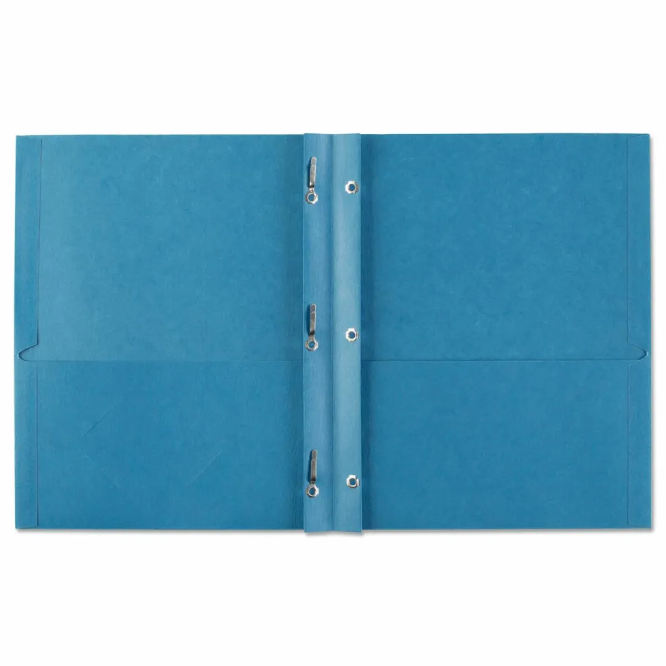 Avery 2-Pocket Folders With Fasteners, Letter Size, Light Blue, Pack Of 25