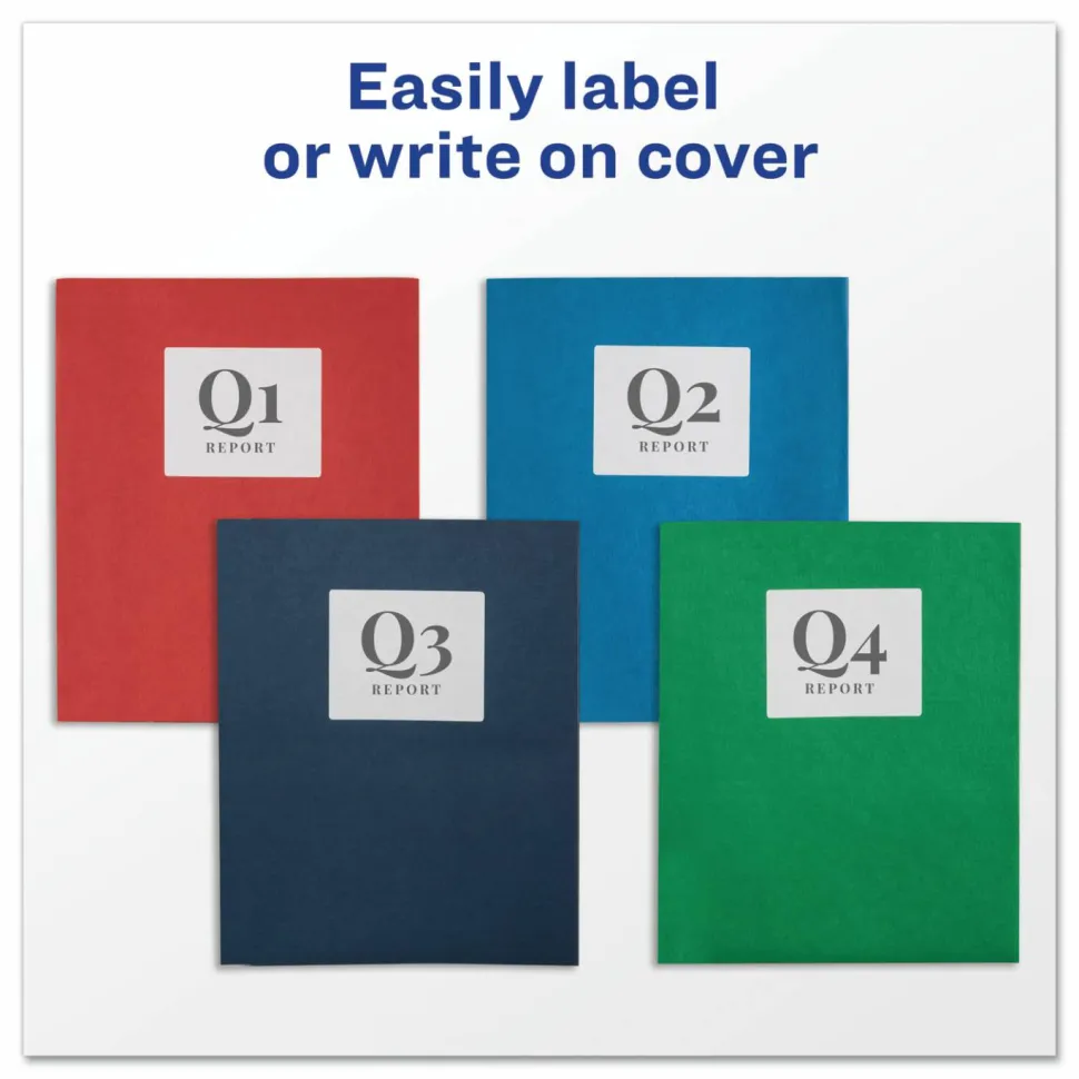 Avery 2-Pocket Folders With Fasteners, Letter Size, Light Blue, Pack Of 25