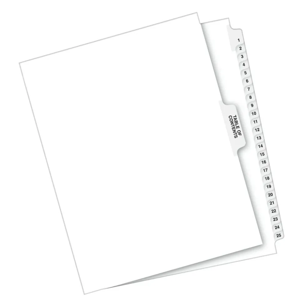 Avery Premium Collated Legal Dividers Avery Style, Side-Tab, 1-25 & Table Of Contents, 8-1/2" x 11"