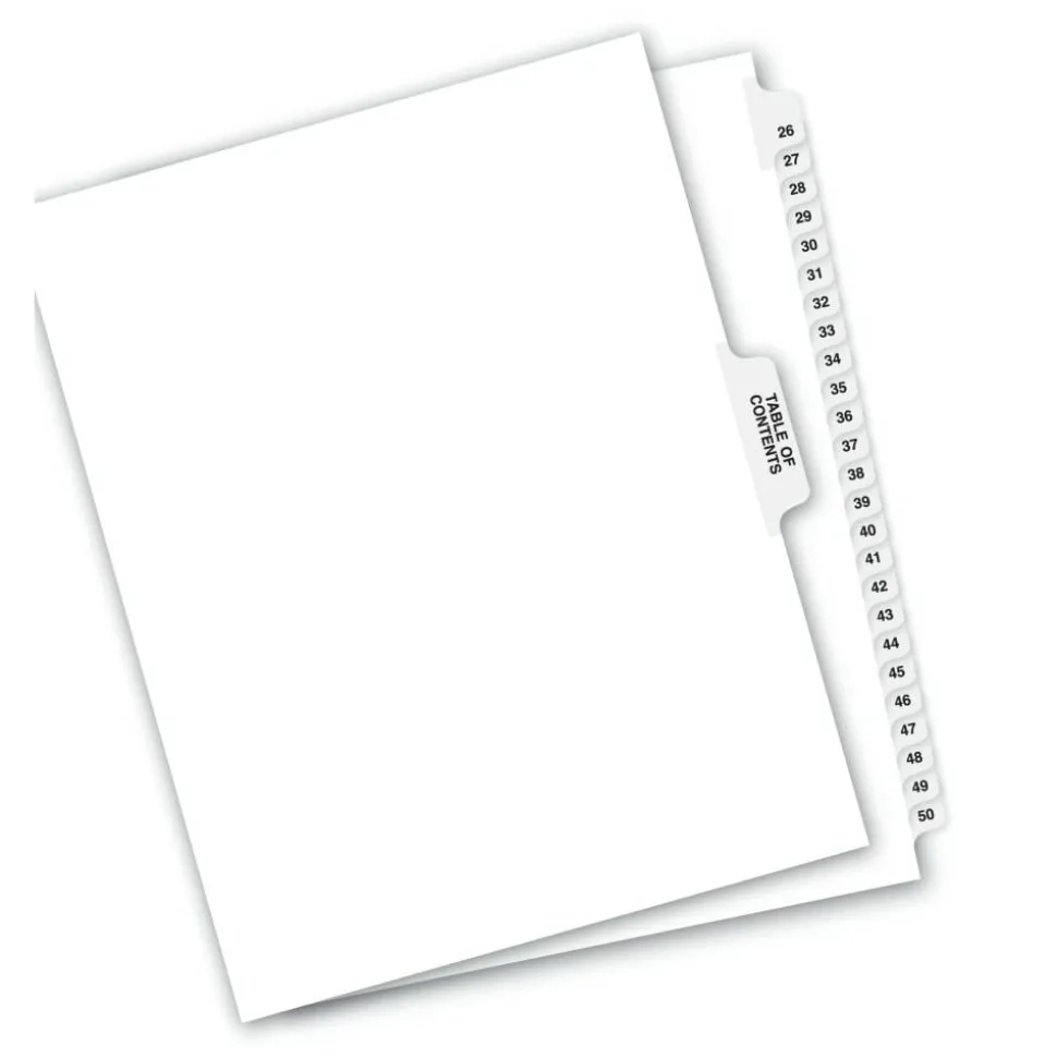Avery Premium Collated Legal Dividers Avery Style, Side-Tab, 26-50 & Table Of Contents, 8-1/2" x 11"