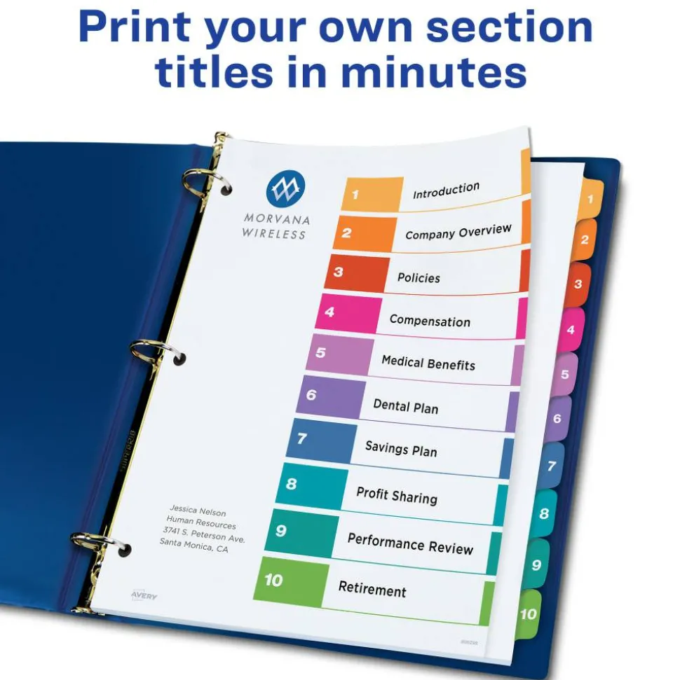 Avery Ready Index Table of Content Dividers