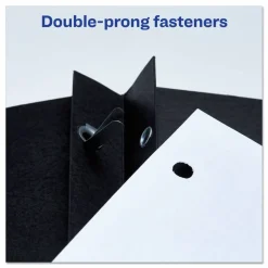 Avery Two Pocket Folders With 3 Prong Fasteners, 8-1/2" x 11", Holds 70 Sheets, Black, Box Of 25 Folders