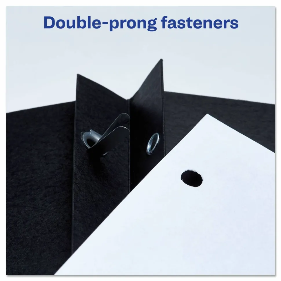 Avery Two Pocket Folders With 3 Prong Fasteners, 8-1/2" x 11", Holds 70 Sheets, Black, Box Of 25 Folders