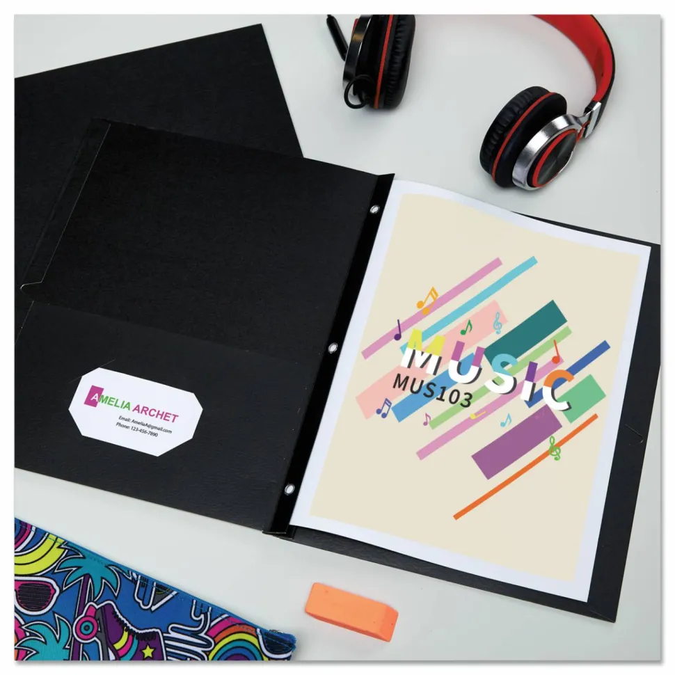 Avery Two Pocket Folders With 3 Prong Fasteners, 8-1/2" x 11", Holds 70 Sheets, Black, Box Of 25 Folders
