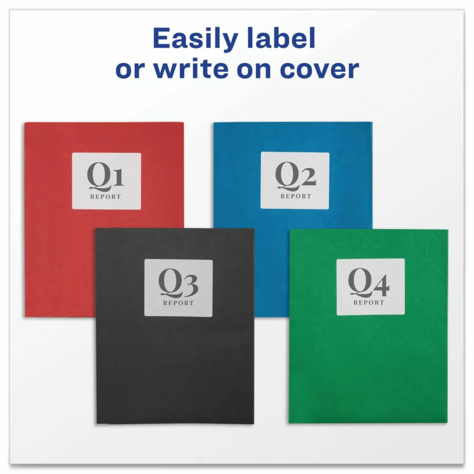 Avery Two Pocket Folders With 3 Prong Fasteners, 8-1/2" x 11", Holds 70 Sheets, Black, Box Of 25 Folders