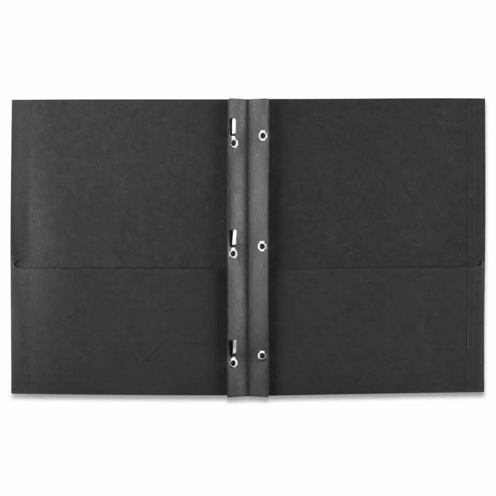 Avery Two Pocket Folders With 3 Prong Fasteners, 8-1/2" x 11", Holds 70 Sheets, Black, Box Of 25 Folders