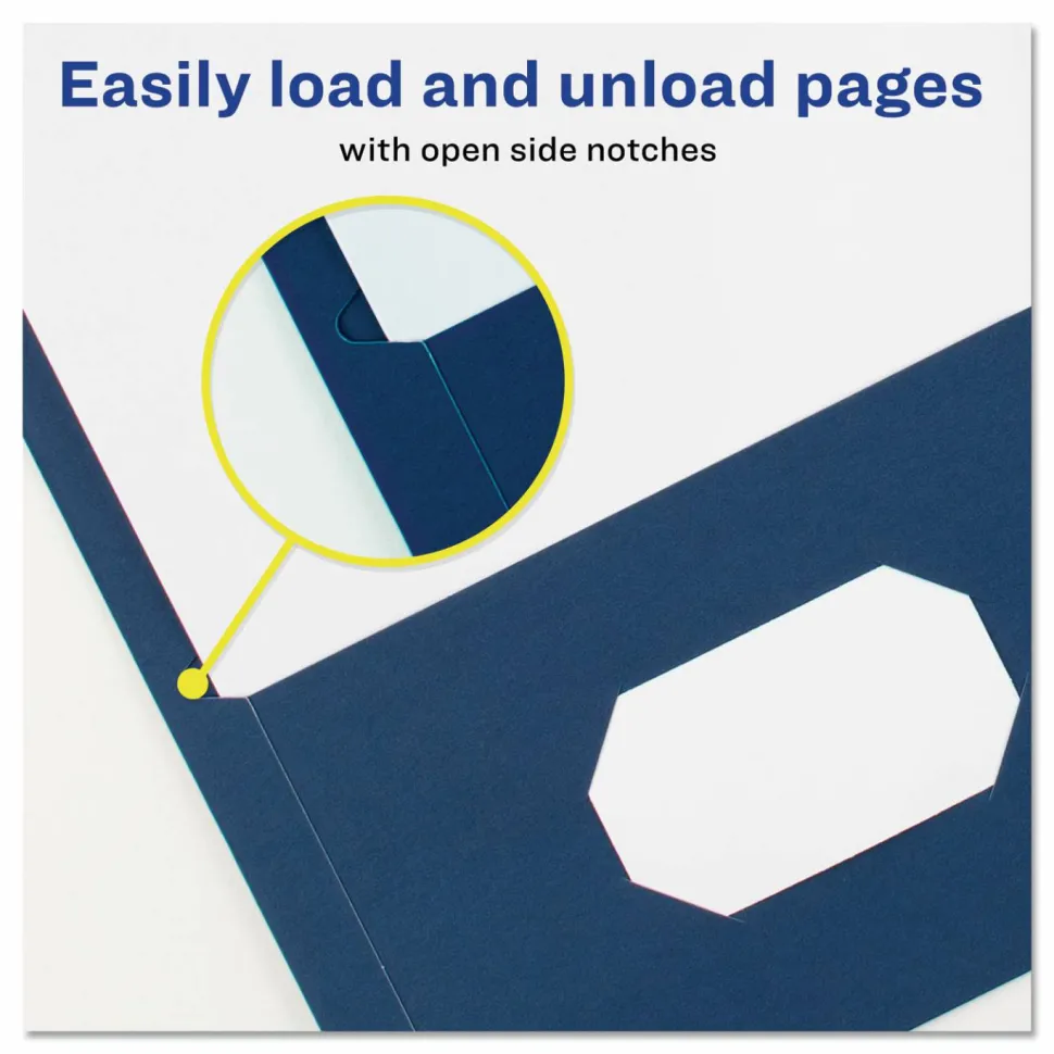 Avery Two Pocket Folders, 8-1/2" x 11", Dark Blue, Box Of 25