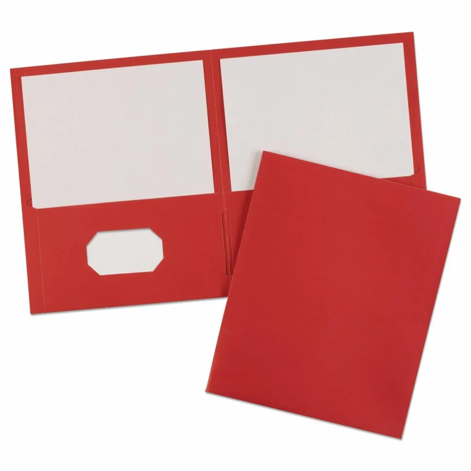 Avery Two Pocket Folders, 8-1/2" x 11", Red, Box Of 25