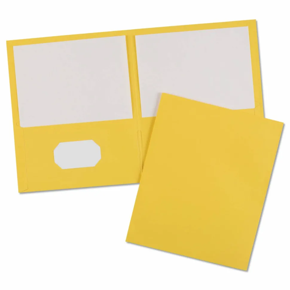 Avery Two Pocket Folders, 8-1/2" x 11", Yellow, Box Of 25