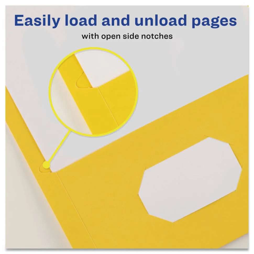 Avery Two Pocket Folders, 8-1/2" x 11", Yellow, Box Of 25