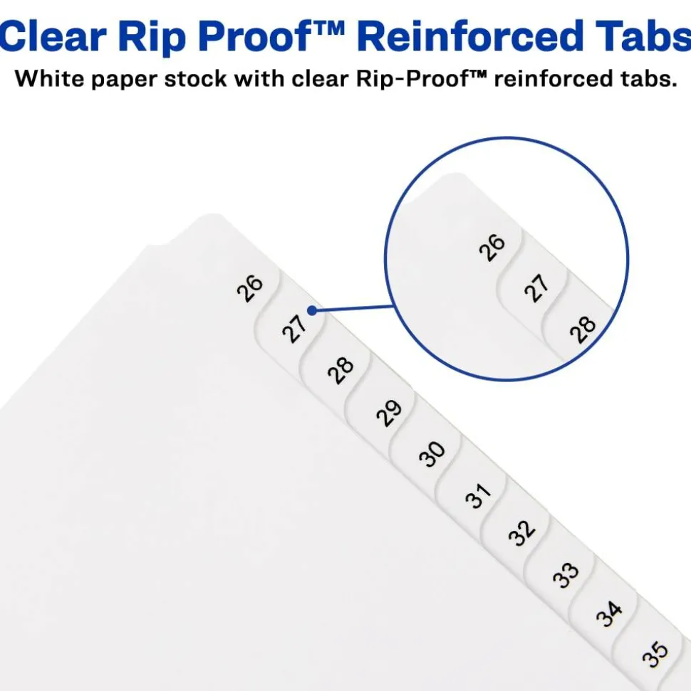 Avery Allstate Style Collated Legal Exhibit Dividers, 8 1/2" x 11", Numbered 26–50, White