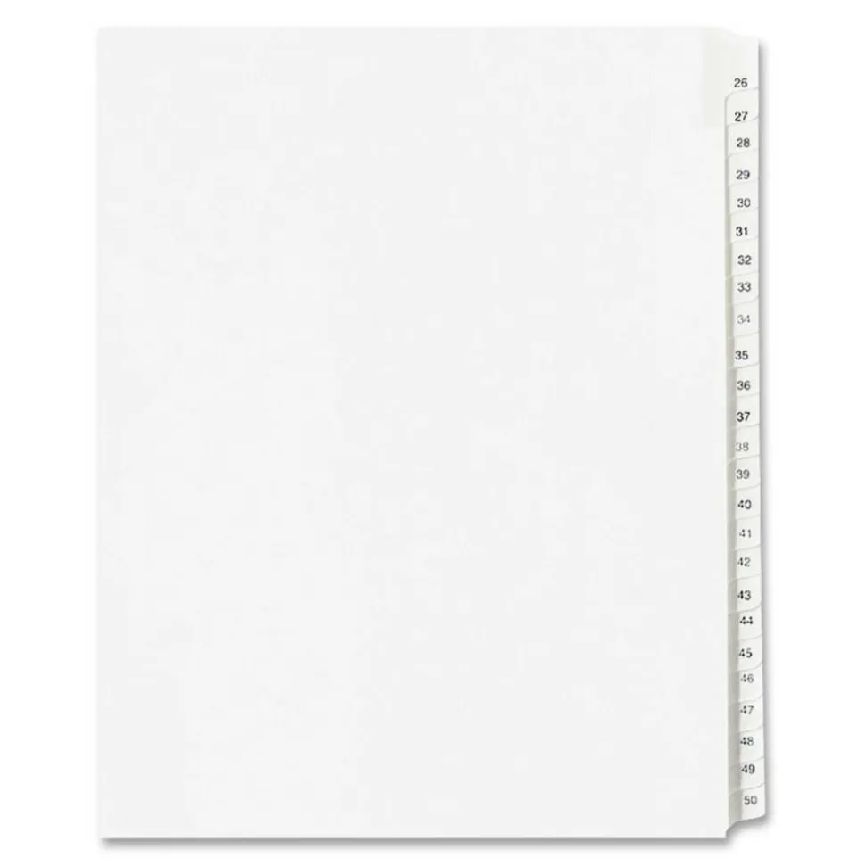 Avery Allstate Style Collated Legal Exhibit Dividers, 8 1/2" x 11", Numbered 26–50, White