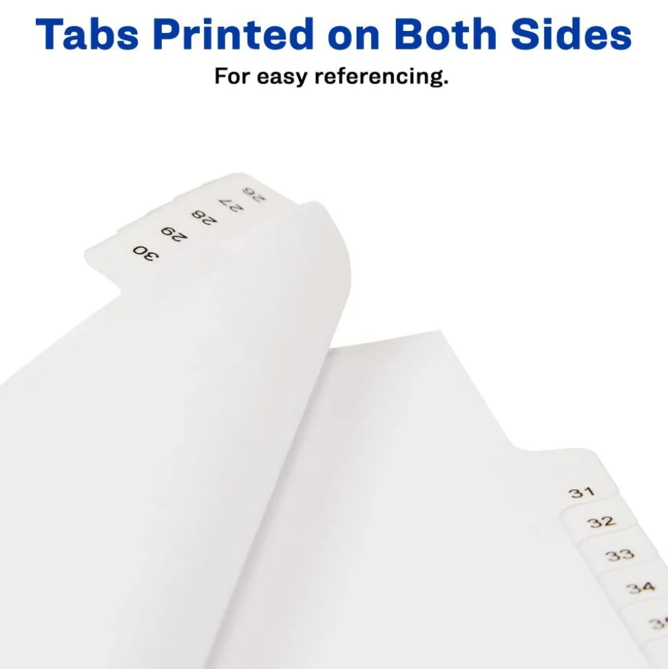 Avery Allstate Style Collated Legal Exhibit Dividers, 8 1/2" x 11", Numbered 26–50, White