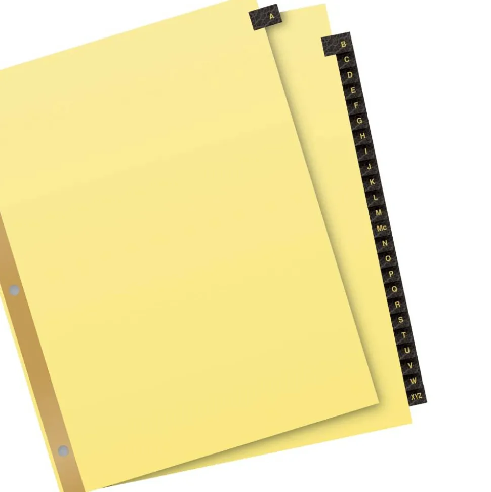 Avery A-Z Dividers For 3 Ring Binders, Pre-Printed Black Leatherette Tabs, 25-Tabs, 1 Binder Divider Set