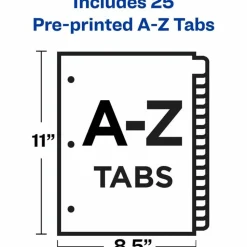 Avery A-Z Dividers For 3 Ring Binders, Pre-Printed Black Leatherette Tabs, 25-Tabs, 1 Binder Divider Set