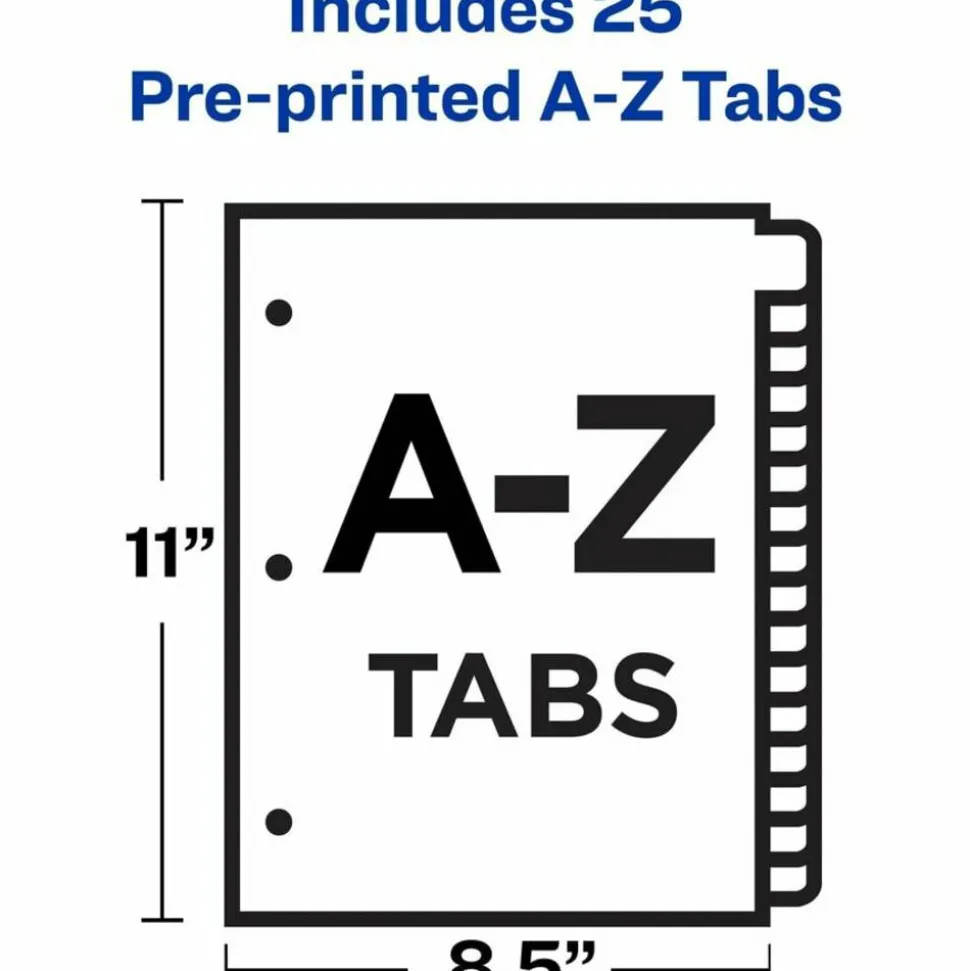 Avery A-Z Dividers For 3 Ring Binders, Pre-Printed Black Leatherette Tabs, 25-Tabs, 1 Binder Divider Set