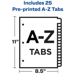 Avery A-Z Dividers For 3 Ring Binders, Pre-Printed Black Leatherette Tabs, 25-Tabs, 1 Binder Divider Set