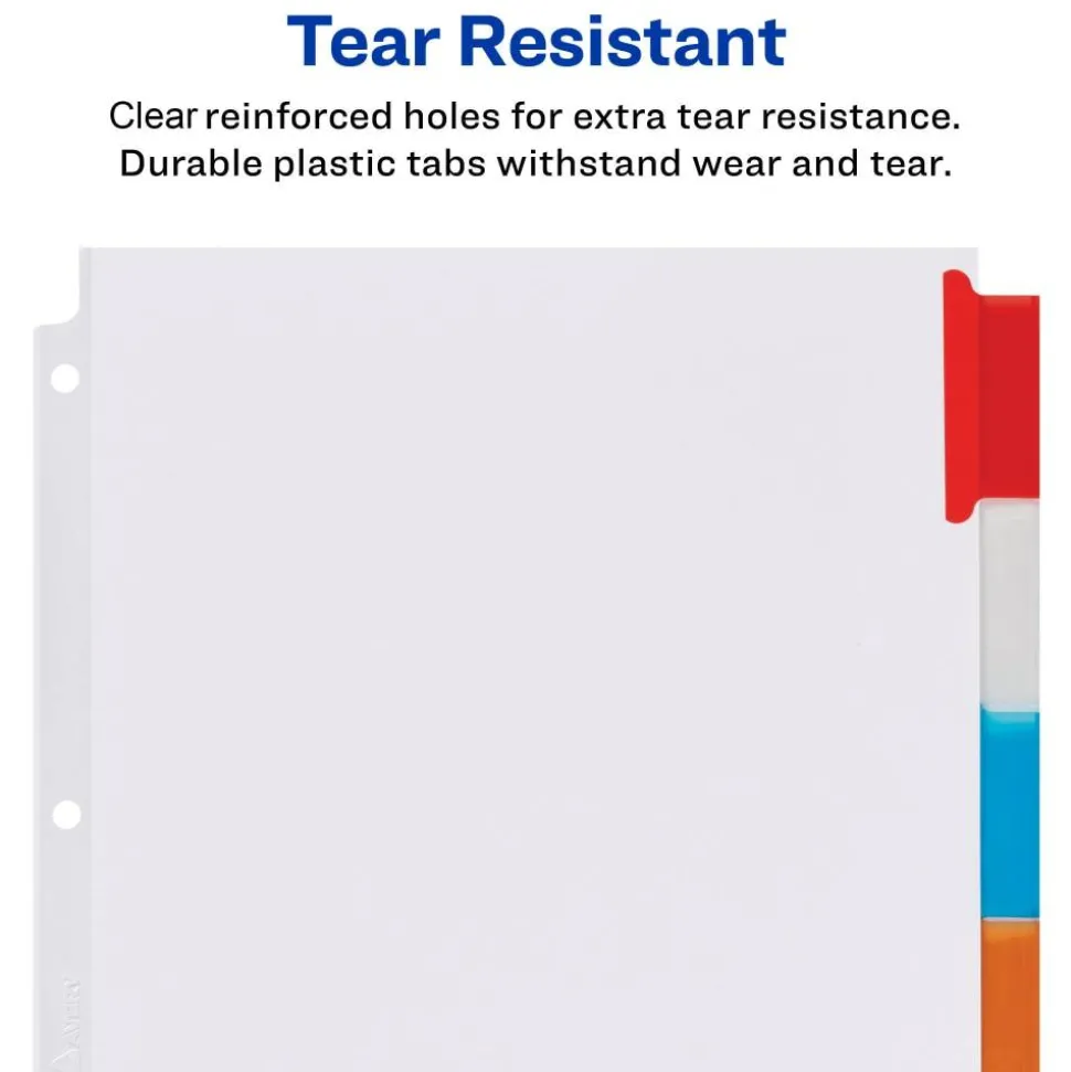 Avery Big Tab Extra-Wide Insertable Dividers, 9-1/4" x 11-1/8", Clear Reinforced, White/Multicolor, 5-Tab