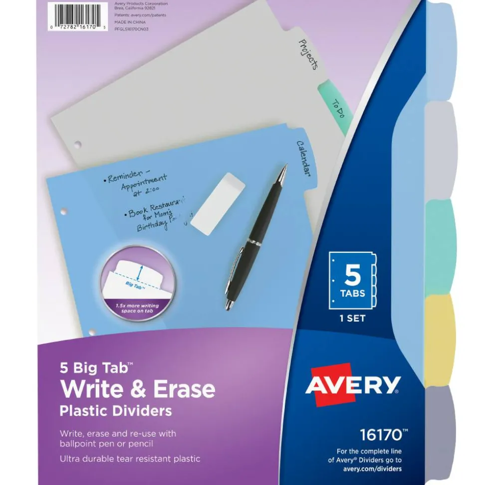 Avery Big Tab Write & Erase Plastic Dividers