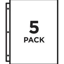 Avery Binder Pockets For 3 Ring Binders, Assorted (Blue, Clear, Green, Pink, Yellow), Pack Of 5 Binder Pockets