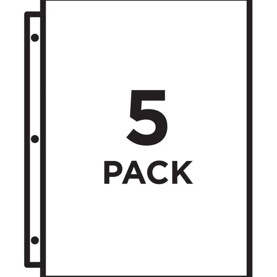 Avery Binder Pockets For 3 Ring Binders, Assorted (Blue, Clear, Green, Pink, Yellow), Pack Of 5 Binder Pockets