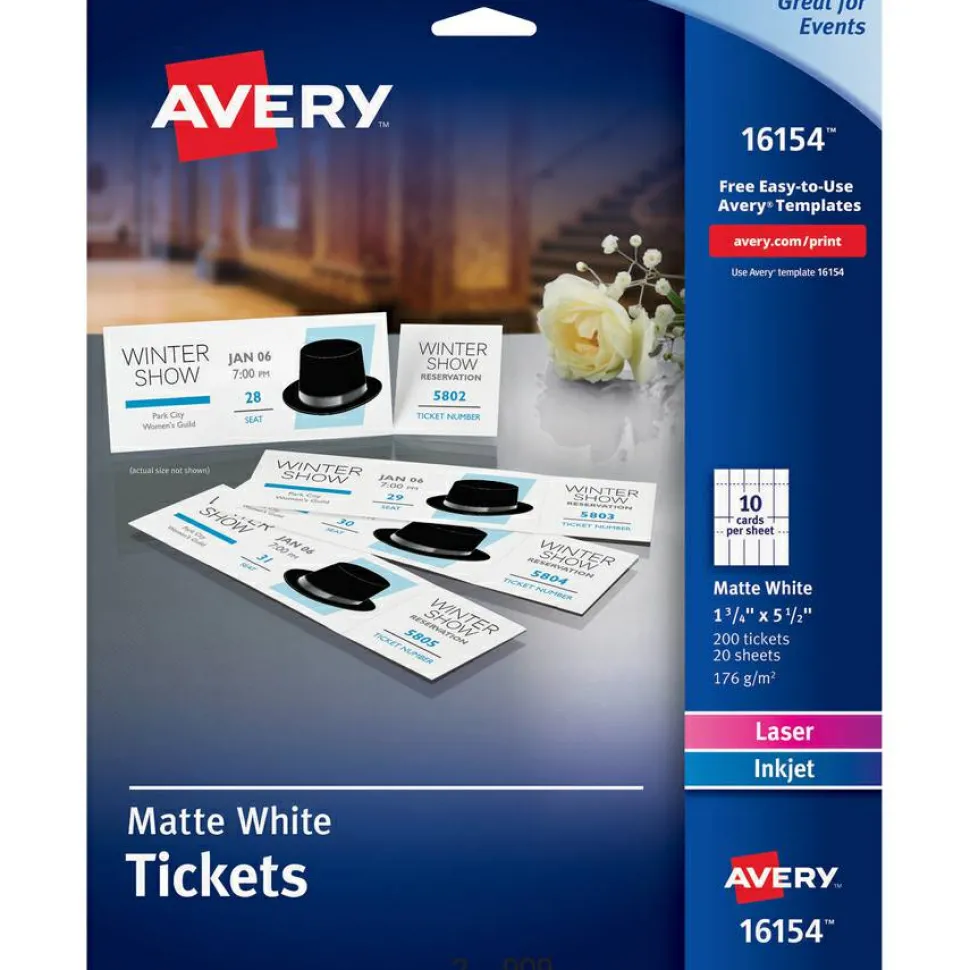 Avery Blank Tickets with Tear-Away Stubs