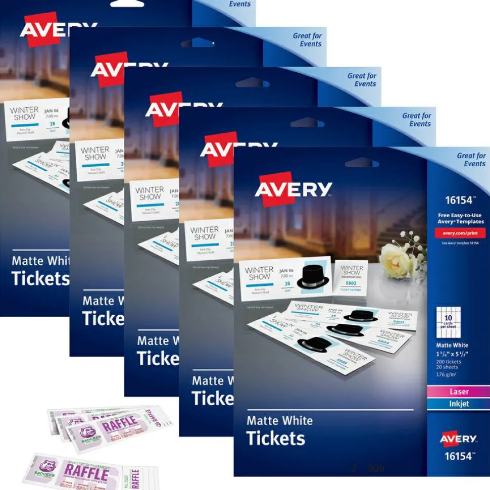 Avery Blank Tickets with Tear-Away Stubs