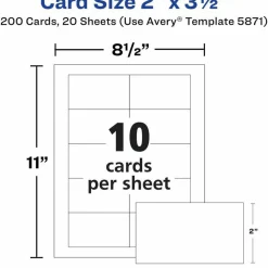 Avery Clean Edge Business Cards, Laser, 2 x 3.5, White, 10 Cards/Sheet, 20 Sheets/Pack