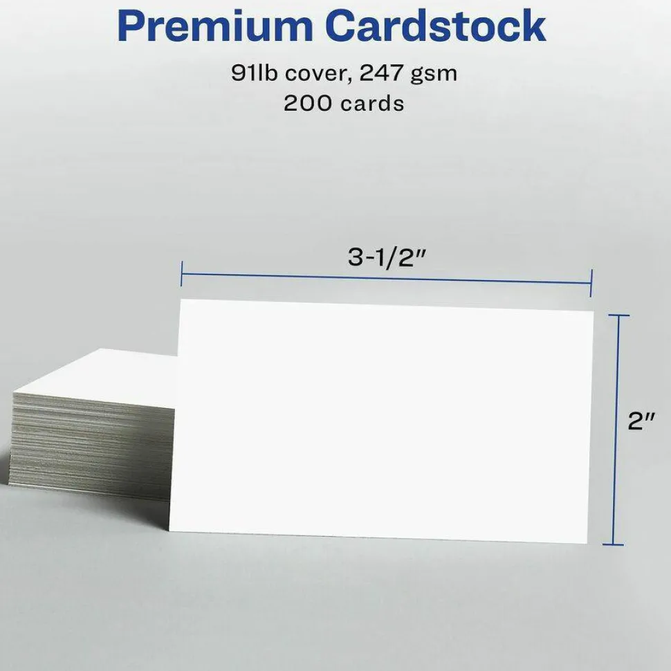 Avery Clean Edge Business Cards, Laser, 2 x 3.5, White, 10 Cards/Sheet, 20 Sheets/Pack