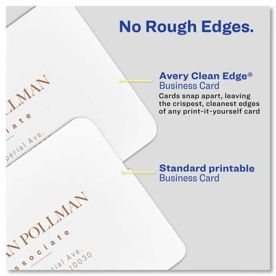 Avery Clean Edge Laser Printable Multipurpose Card, White, 35703