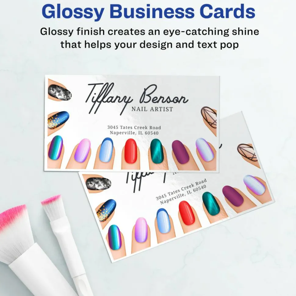 Avery Clean Edge Printable Business Cards With Sure Feed Technology For Laser And Inkjet Printers, 2" x 3-1/2", Glossy White, 200 Blank Cards