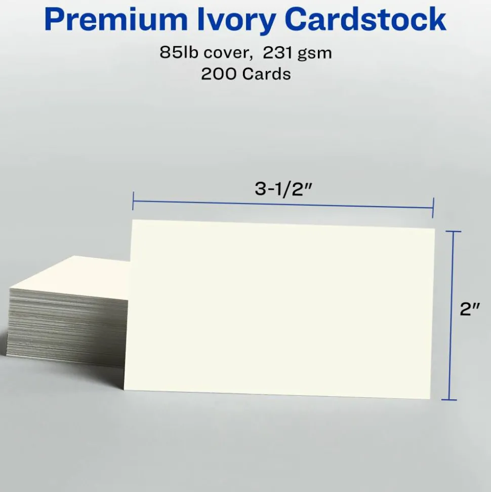 Avery Clean Edge Printable Business Cards With Sure Feed Technology For Laser Printers, 2" x 3.5", Ivory, 200 Blank Cards