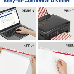 Avery Customizable Index Maker Dividers For 3 Ring Binder, Easy Print & Apply Clear Label Strip, 8 Tab, White, 1 Set
