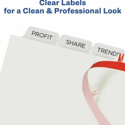 Avery Customizable Index Maker Dividers For 3 Ring Binder, Easy Print & Apply Clear Label Strip, 8 Tab, White, 1 Set